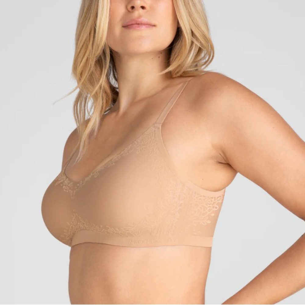 HONEYLOVE Silhouette Roses Full Coverage Comfort Wireless Bra Nude Sz 2X 42 C/D